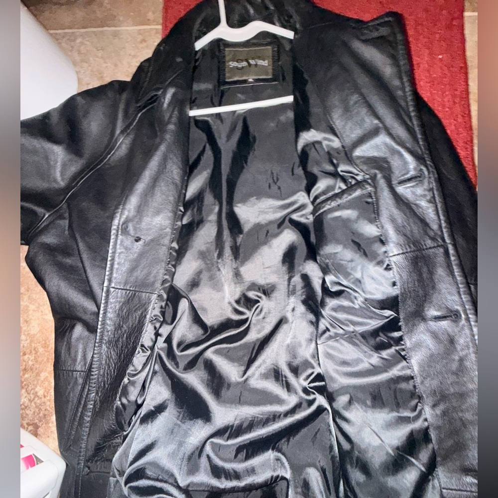 South Wind Black Leather coat